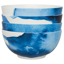 Rick Stein Coves of Cornwall Medium Pasta Bowl, Set of 4, Blue/White, Dia.21cm